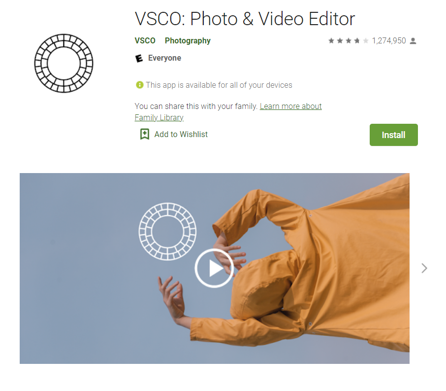 Vsco permite editar fotos y videos