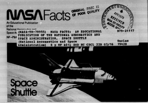 Portada del folleto de la NASA de 1979, sobre el programa del transbordador espacial. ( NASA )