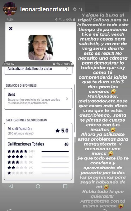 Leonard León arremete contra Karla Tarazona. (Foto: Instagram)