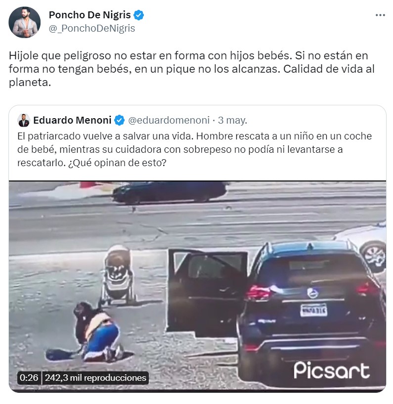 This was Poncho's tweet that caused criticism, some of them emphasized that the person in the video was not the baby's mother (Screenshot/Twitter)
