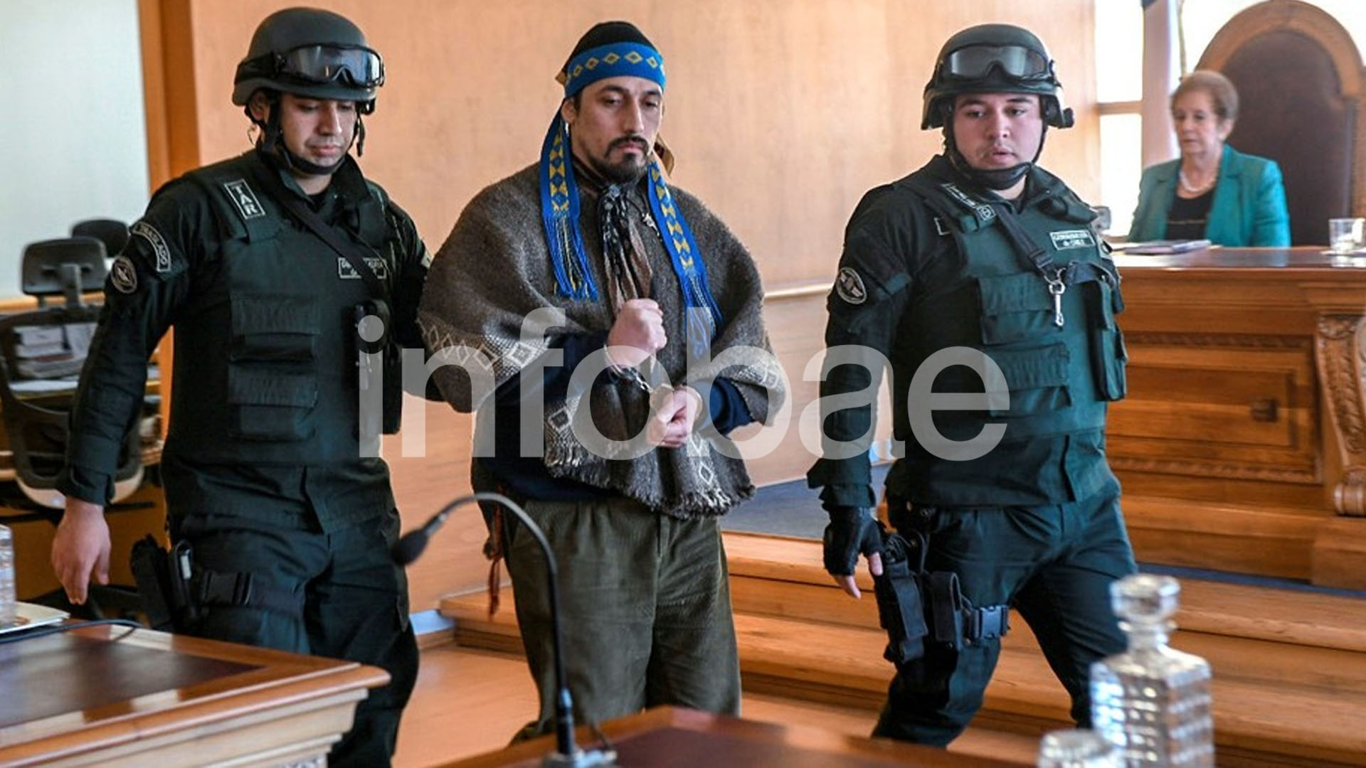 Facundo Jones Huala en los tribunales de Chile. Foto de archivo