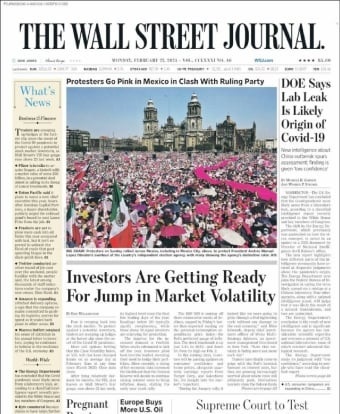 La portada del Wall Street Journal destacó la movilización en favor del INE (Foto: especial)