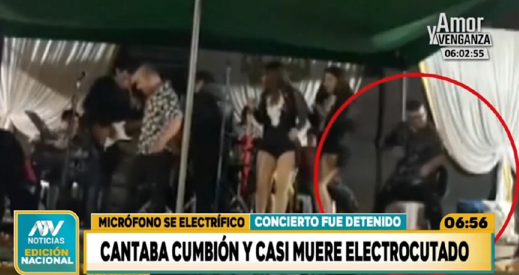 Arequipa: cantante de cumbia casi muere electrocutado en pleno concierto en vivo