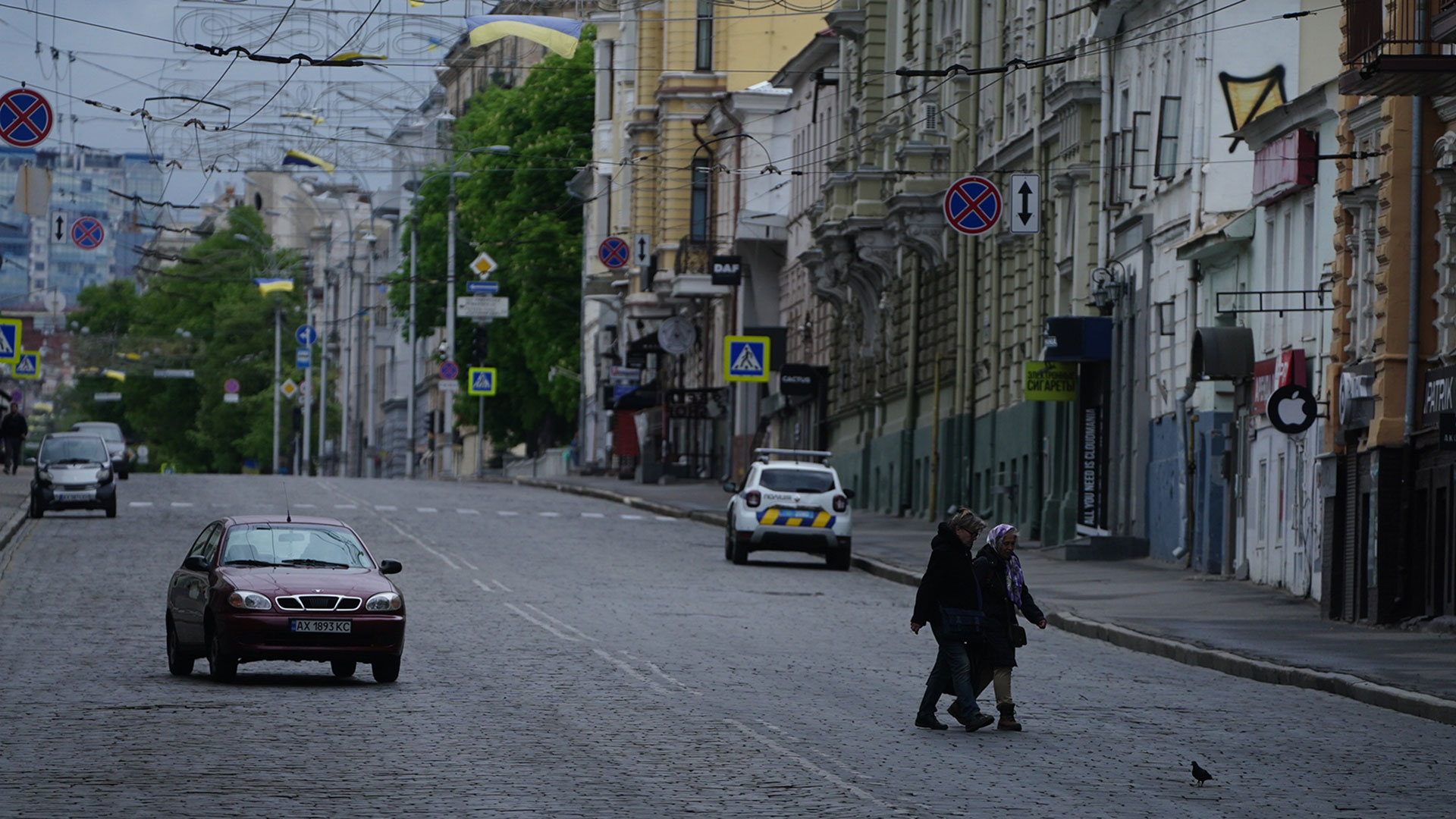 Kharkiv a las 11.43 AM: ya había terminado Putin su discurso y el ritmo de la ciudad continuaba impasible. ( Foto: Franco Fafasuli)