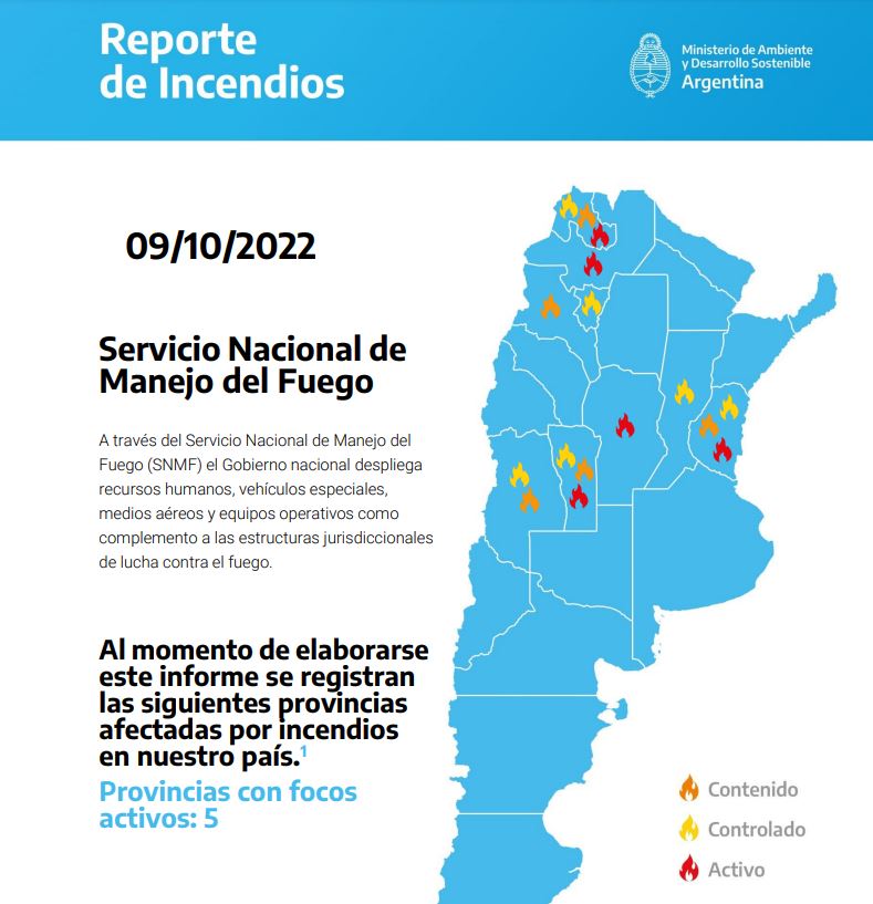 Según el último reporte del Servicio Nacional Manejo de Fuego (SNMF), estas eran las provincias que batallaban por apagar los incendios