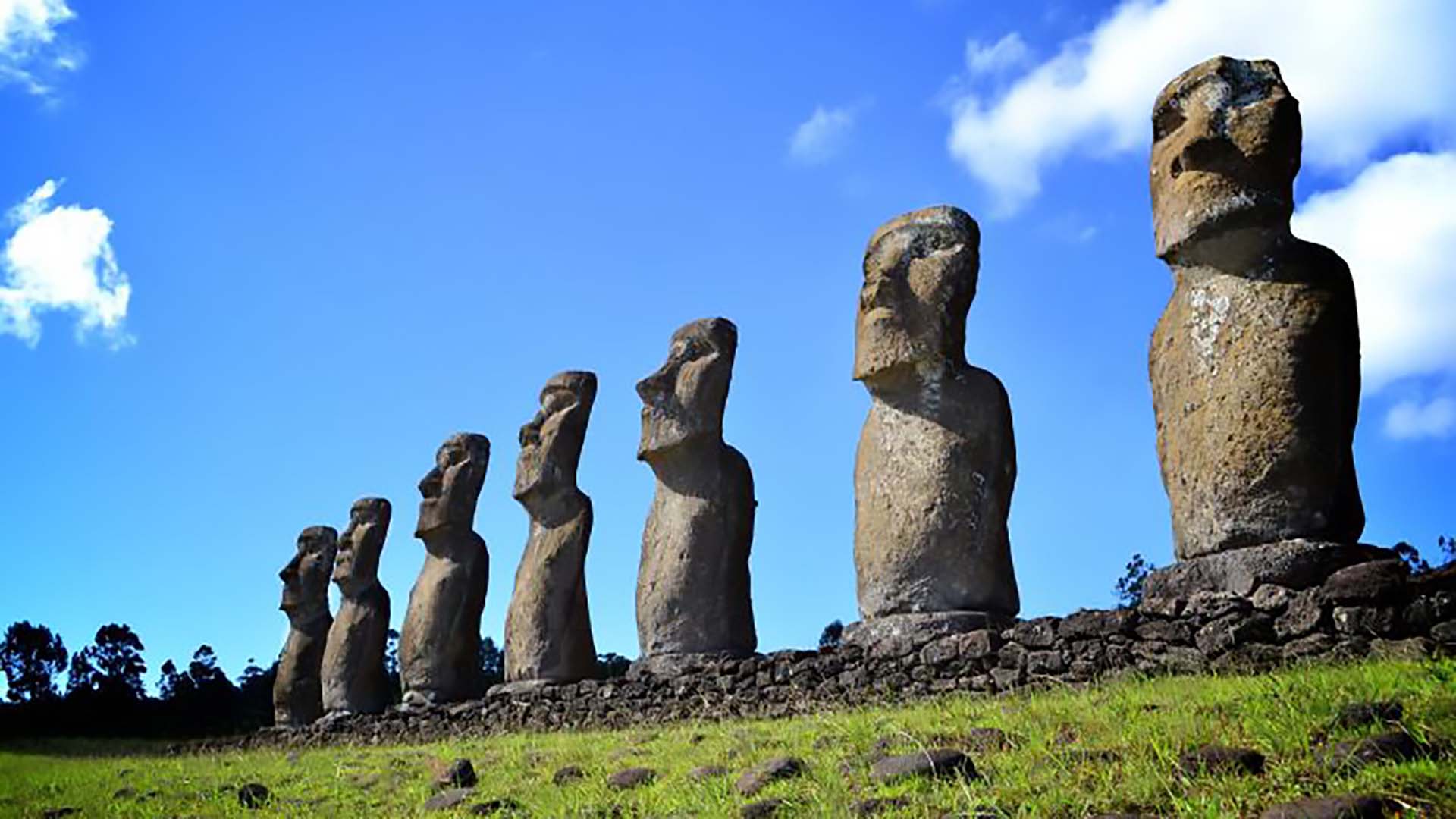 Los Moai, estructuras (o estatuas) monolíticas de tipo humanoide que son el principal atractivo turístico de la isla.