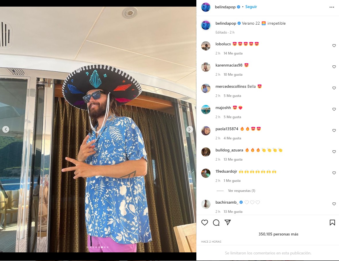 Jared Leto y Belinda estuvieron de vacaciones (Foto: Instagram/@belindapop)