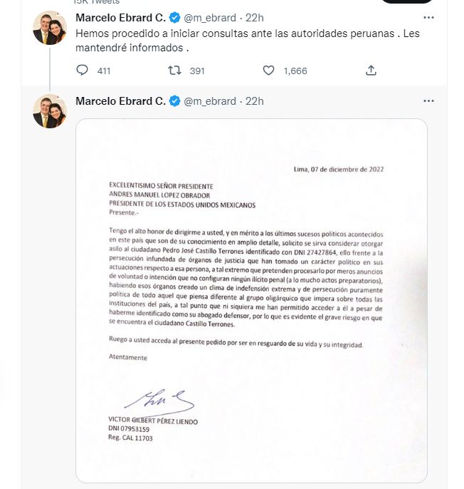 Tuits de Marcelo Ebrard.