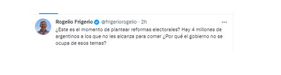 Rogelio Frigerio consideró que no es momento para plantear reformas electorales (Twitter)
