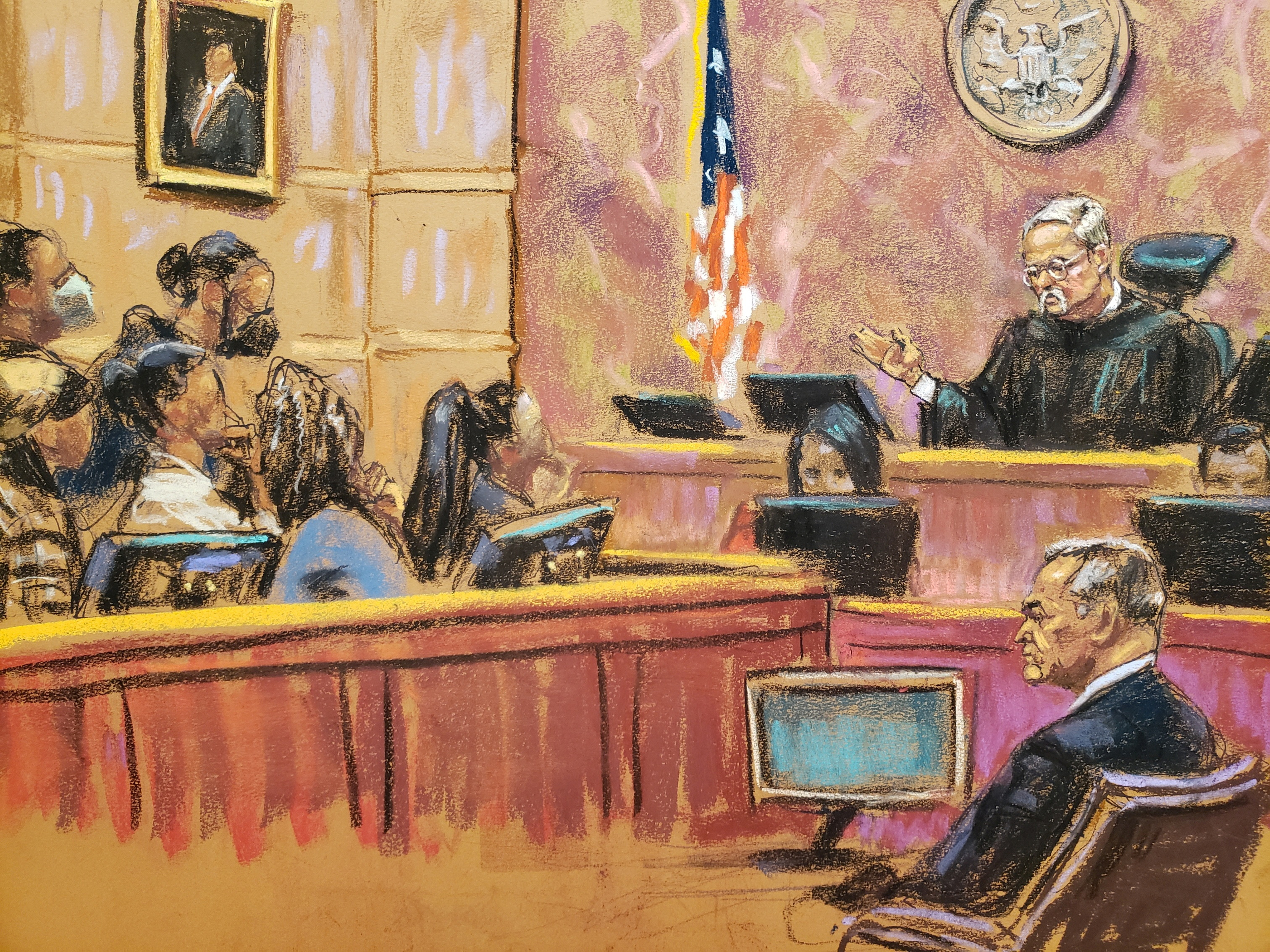 El juez Brian Cogan mientras instruye al jurado previo de la deliberación. Foto: REUTERS/Jane Rosenberg