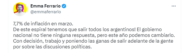 The tweet of the Buenos Aires legislator, Emmanuel Ferrario