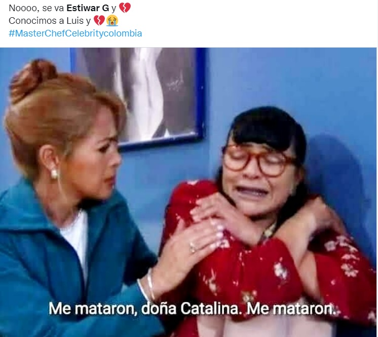 Usuarios lamentan con memes la salida de Estiwar G de MasterChef Celebrity Colombia. Foto: Twitter