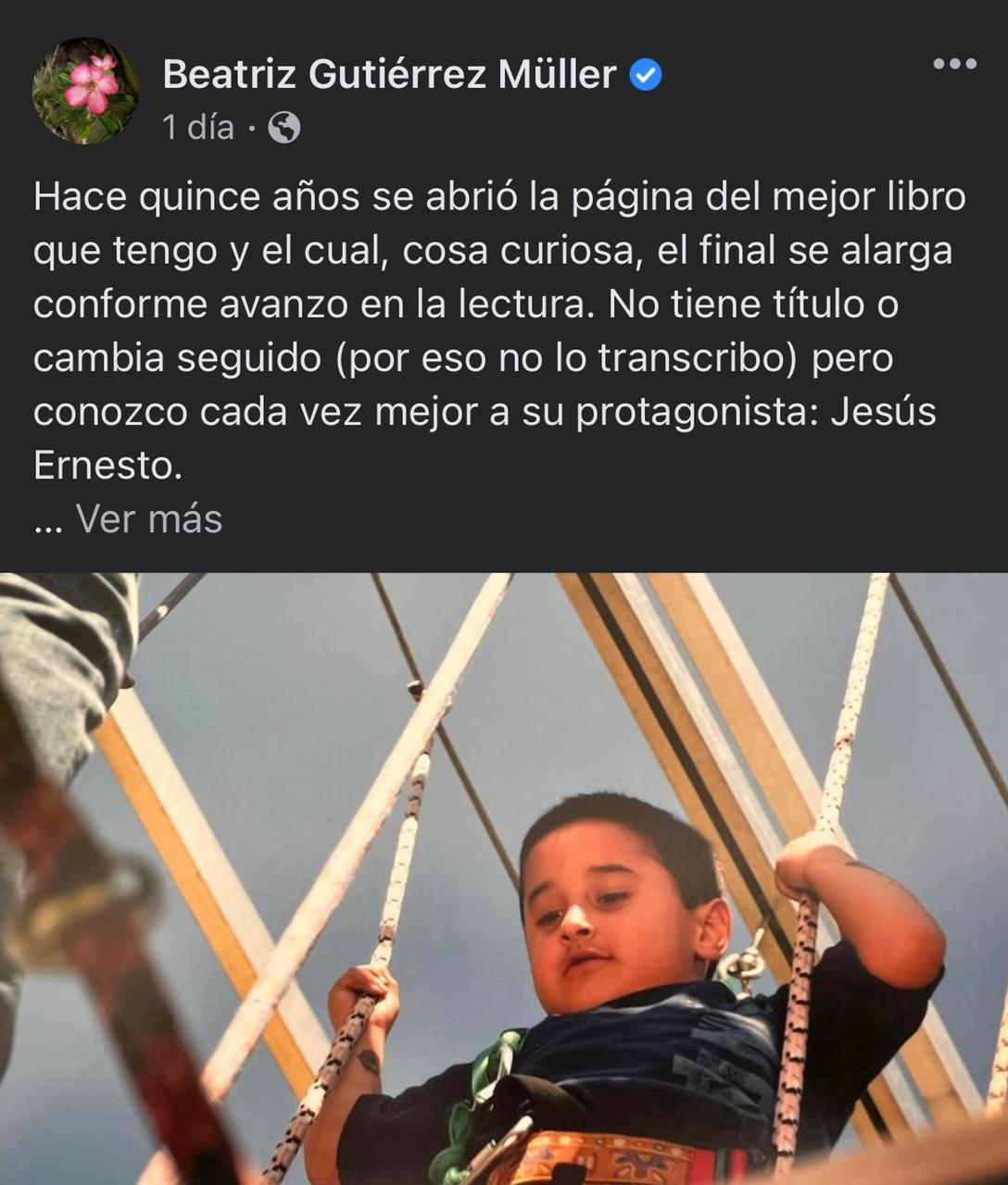 La académica felicitó a su hijo con una tierna felicitación (Foto: Facebook/Beatriz Gutiérrez Müller)