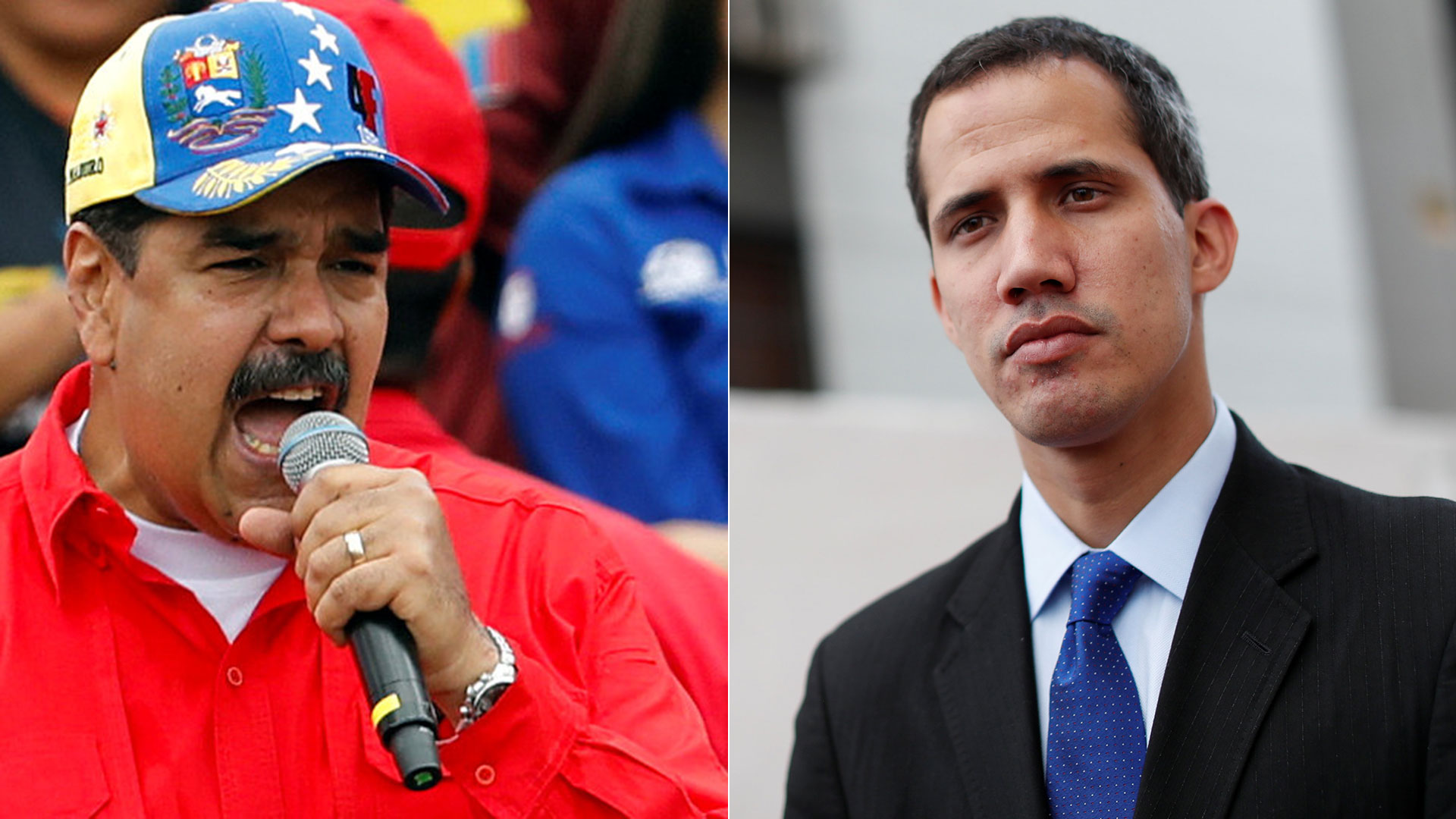 El dictador venezolano Nicolás Maduro y el presidente interino Juan Guaidó