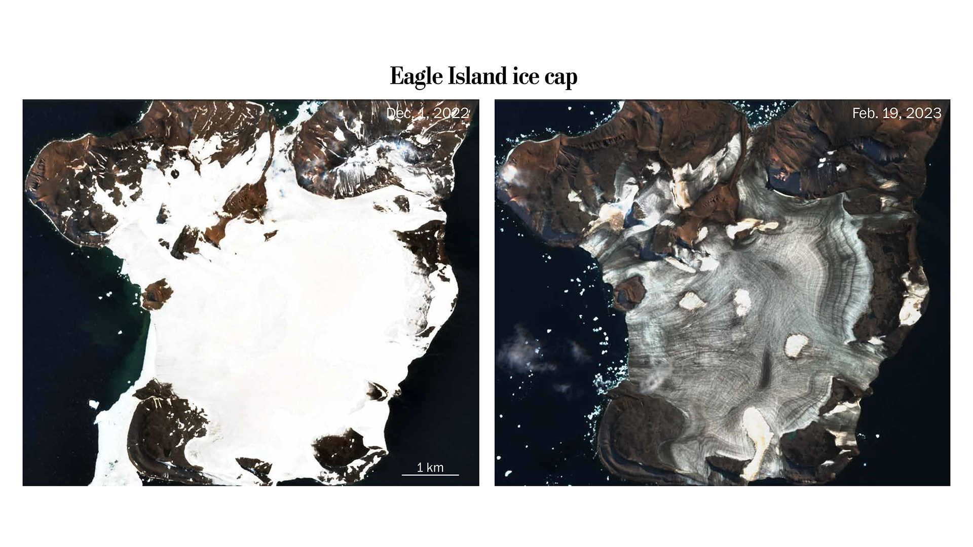 Muchos glaciares antárticos nunca se quedan sin nieve pero este año fue notablemente diferente