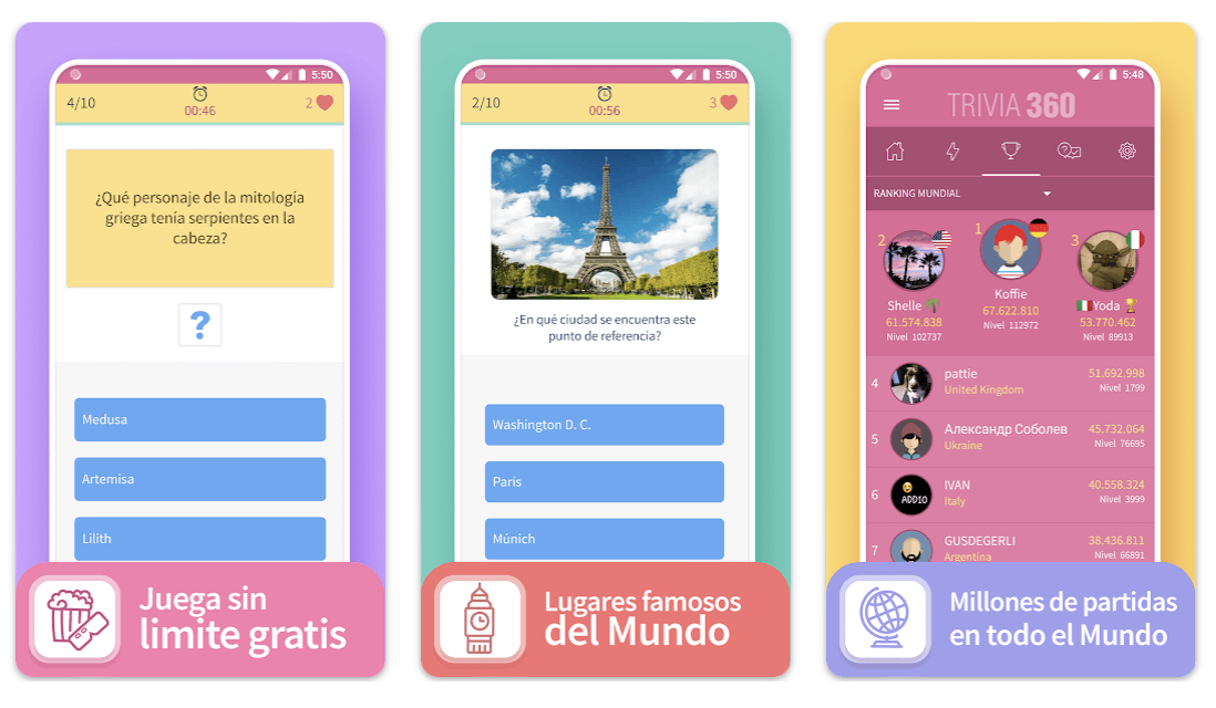 Diez juegos para celular con preguntas de cultura e historia