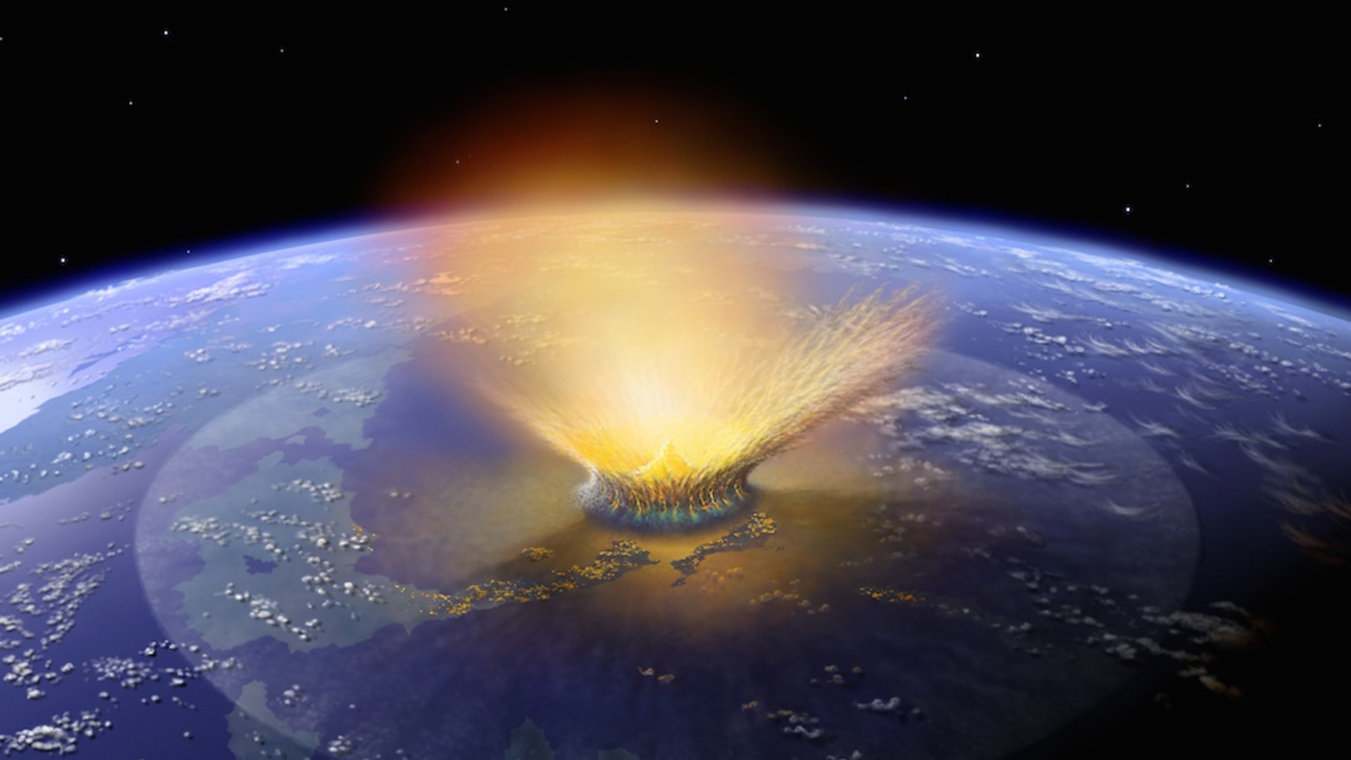 The meteorite impact occurred in the area where Mexico is today