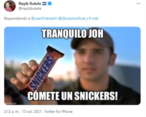 Nayib Bukle respondió con sorna en Twitter a la escala de Juan Orlando Hernández