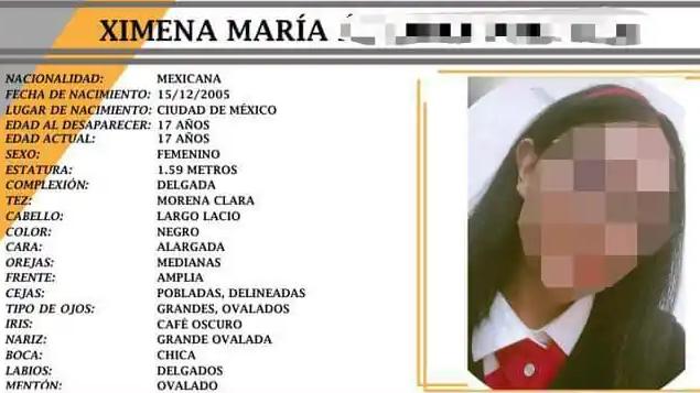 Ficha de búsqueda de Ximena María. Foto: FGE Puebla
