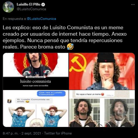 Con algunos memes explicó el origen de Luisito Comunista (Foto: Twitter/@LuisitoComunica)