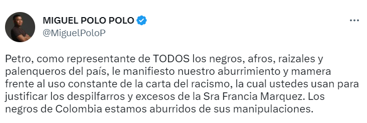 Miguel Polo Polo Se Nombró Representante De Todos Los Negros De Colombia Y Cuestionó A La 9729