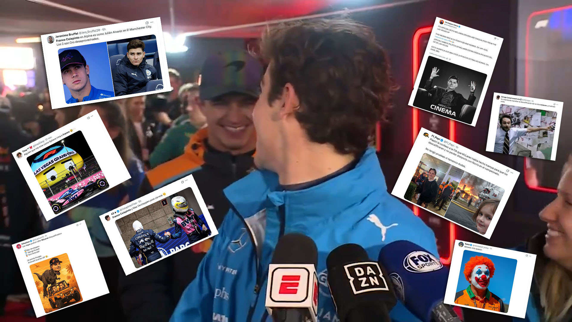 Los mejores memes del GP de Las Vegas de Fórmula 1: del “boicot” de Piastri a Norris a la foto viral de Colapinto con Verstappen