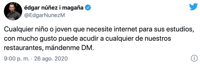 El restaurantero ofreció su internet a estudiantes