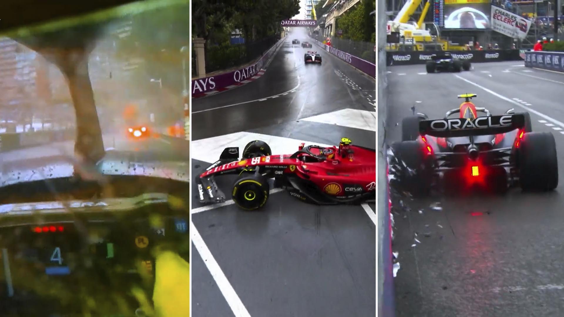 El espectacular video de las dramáticas maniobras bajo la lluvia en Mónaco con una cámara a bordo de los pilotos de la Fórmula 1
