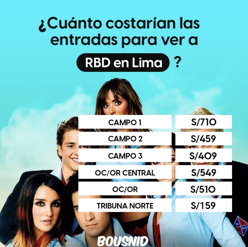 Posible precio de entradas. (Instagram)