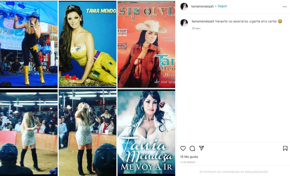 Hace semanas, Tania evocó su época como cantante (Foto Instagram@taniamendoza5)