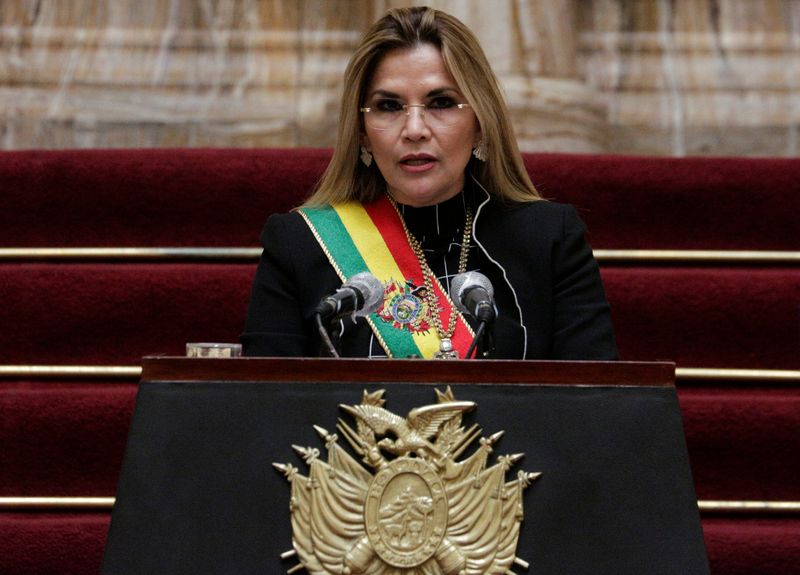 Foto de archivo: La presidenta interina de Bolivia, Jeanine Añez, durante una ceremonia por los 195 años de independencia del país, en La Paz, el 6 de agosto de 2020 (REUTERS/David Mercado)