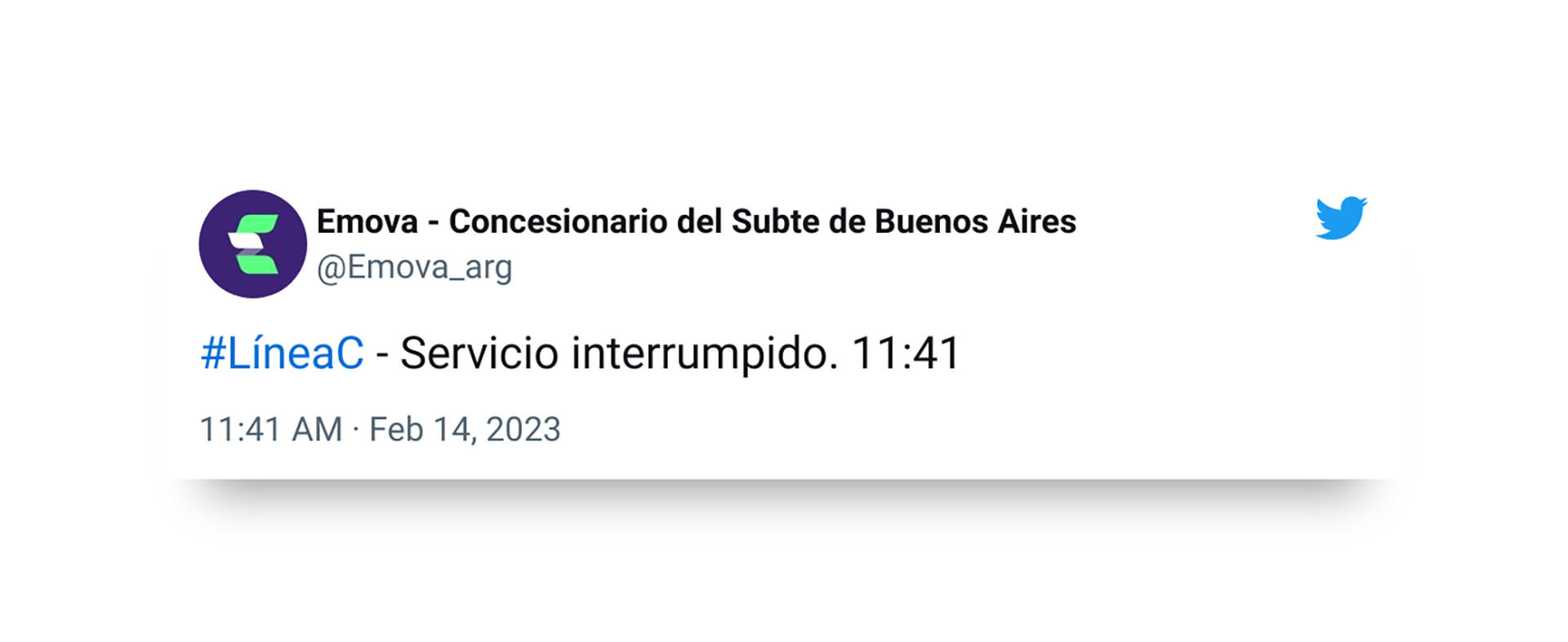 Servicio interrumpido de la línea C de subtes hasta nuevo aviso. 
