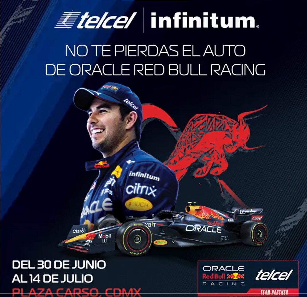 El auto de Checo Pérez llegó a Plaza Carso: cuándo y dónde ver la réplica de su Red Bull 2022 (Foto: Escudería Telmex)
