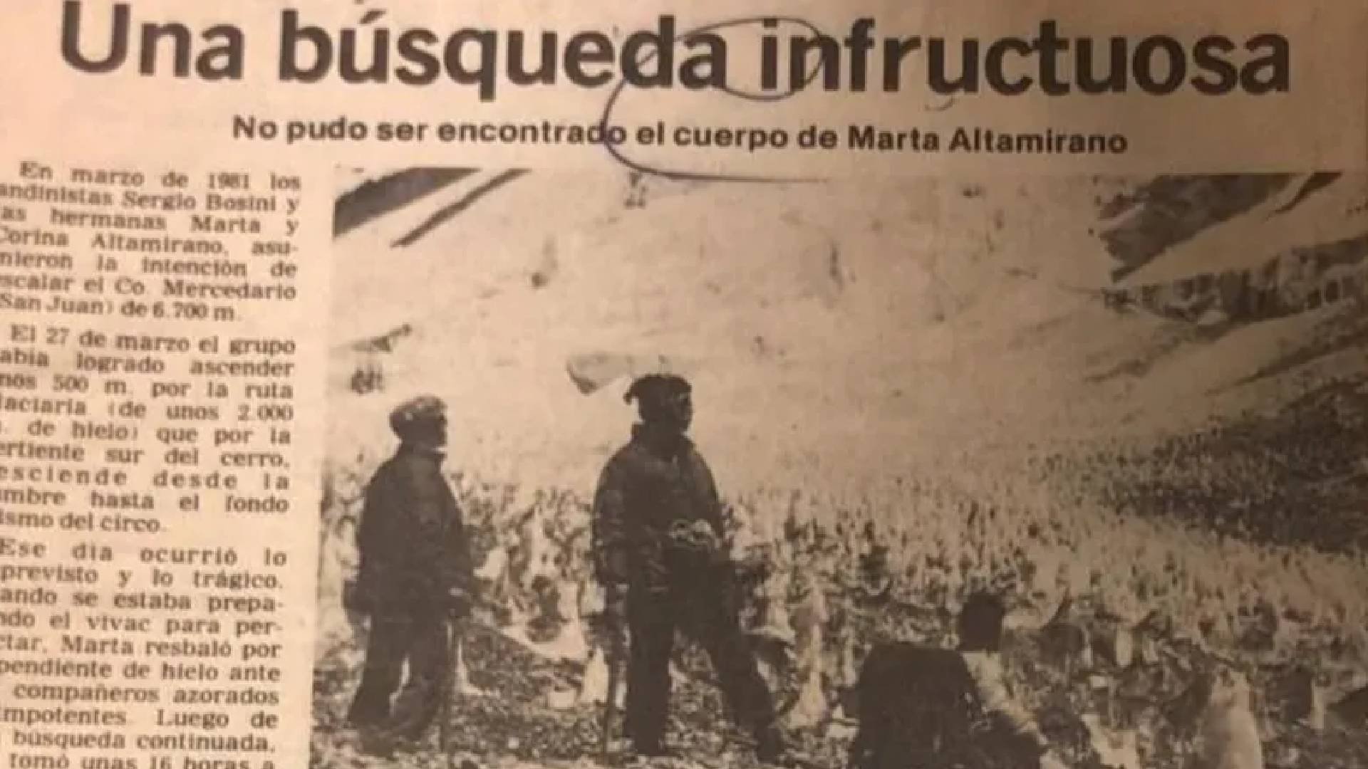 Publicación de la andinista desaparecida en San Juan. (Tiempo de San Juan)