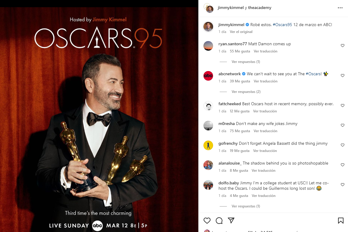 Jimmy Kimmel ya comezó a bromear con su conducción de los Óscar (Instagram)