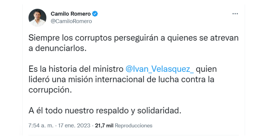 Según la Fiscalía del país Centroamericano, el actual ministro de Defensa habría participado en un plan para robar 384 millones de dólares. Crédito: @CamiloRomero / Twitter