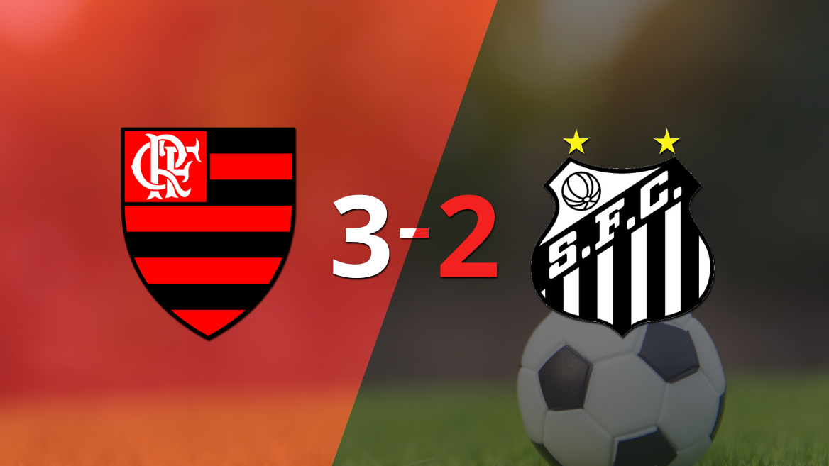 A puro gol, Flamengo se quedó con la victoria frente a Santos por 3 a 2