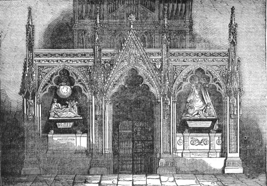 Dibujo del sepulcro de Newton, en la Abadía de Westminster