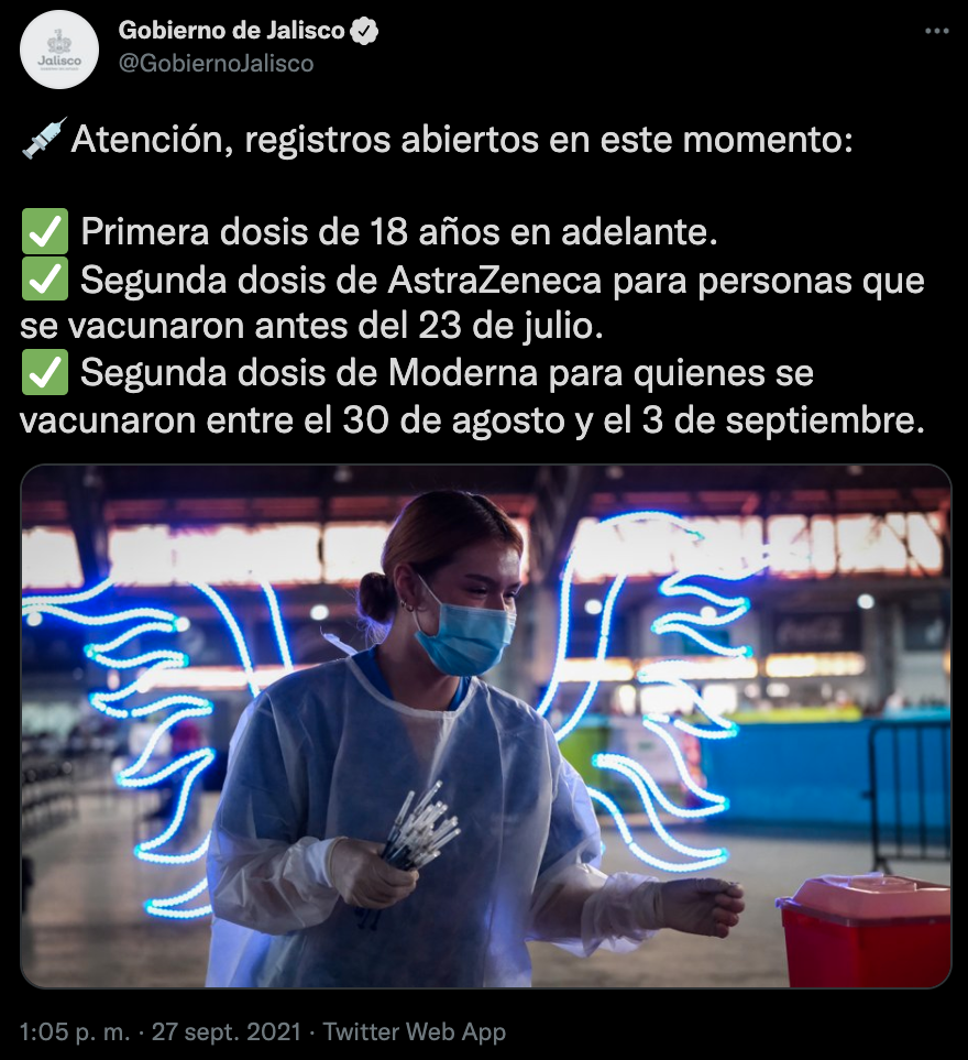 Vacunación en Jalisco: horarios y sedes para recibir la dosis de Moderna o  AstraZeneca - Infobae