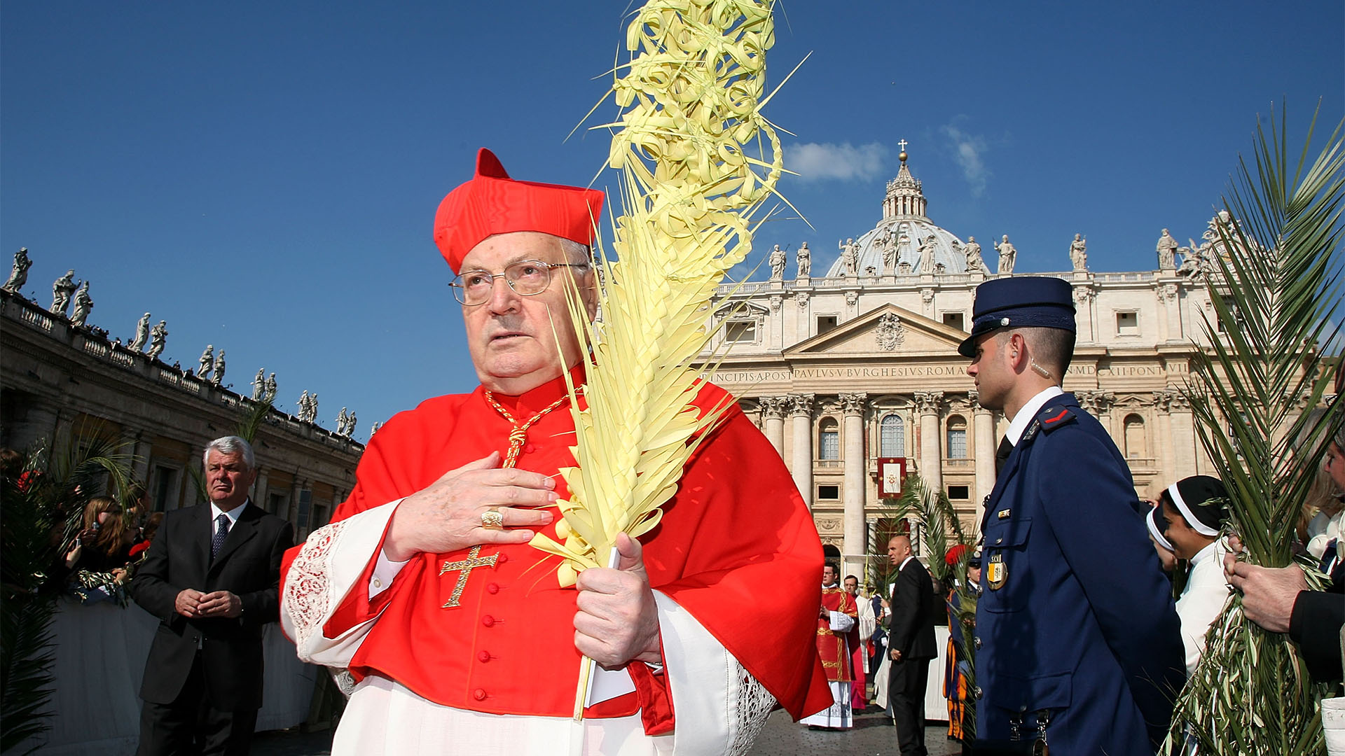 Cardinal Angelo Sodano arrives in St. Peter's Square on April 17, 2011 for the Palm Sunday service celebrated by Pope Benedict XVI at the Vatican in the Vatican.  (Photo by Franco Origlia / Getty Images)