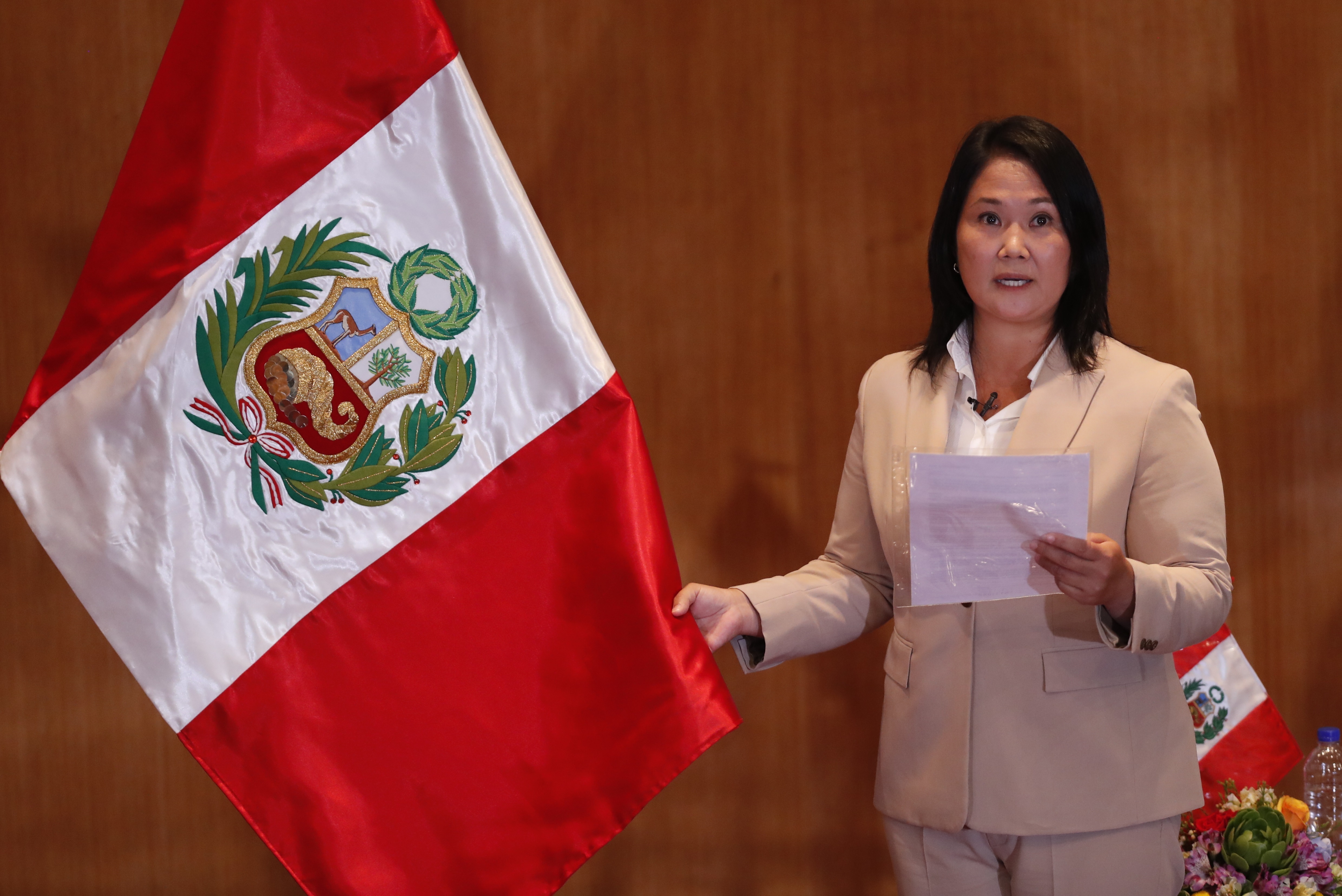 Imagen de archivo de la candidata Keiko Fujimori, del partido Fuerza Popular. EFE/Paolo Aguilar/Archivo