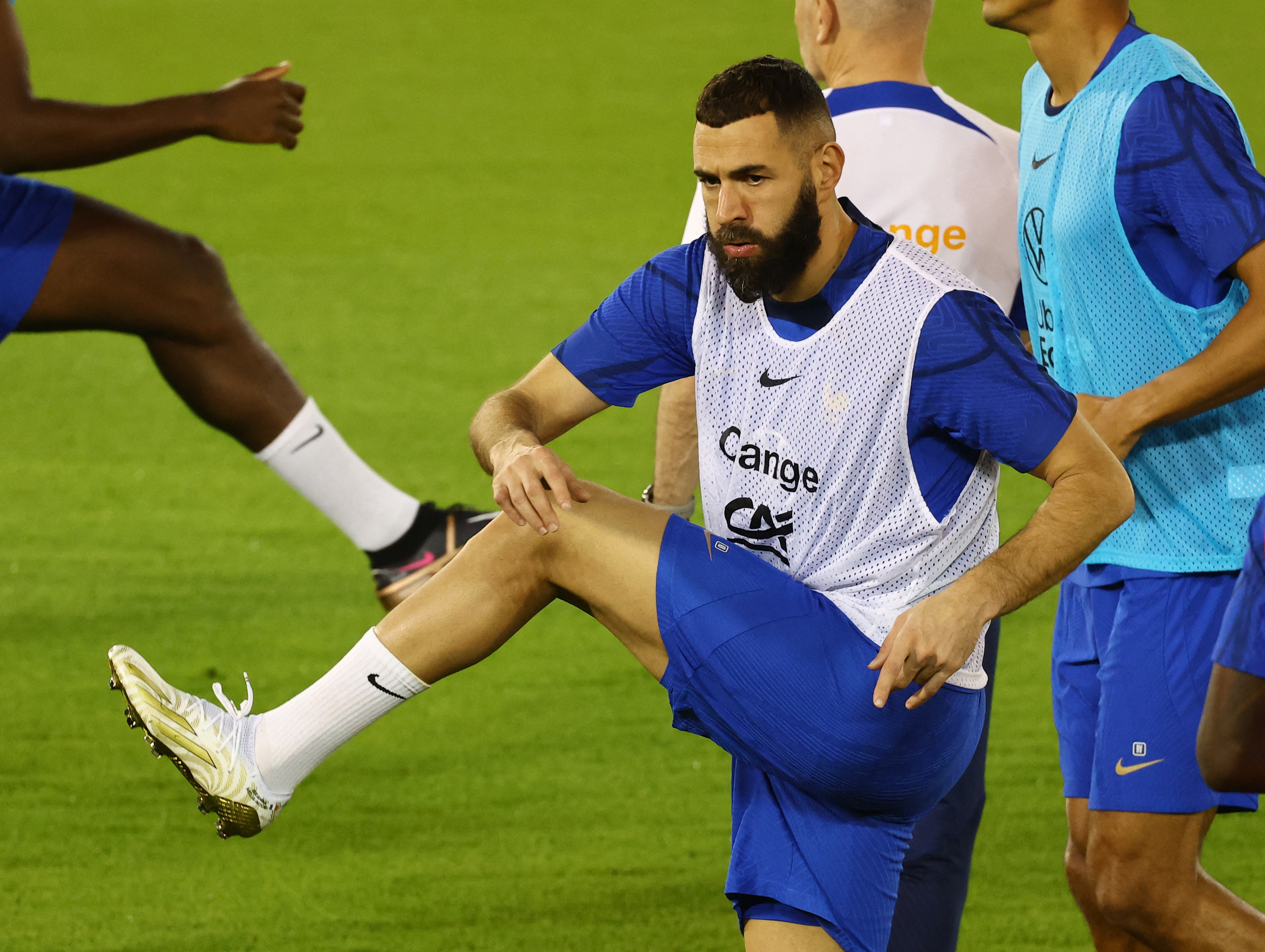 Karim Benzema in practice with the France team