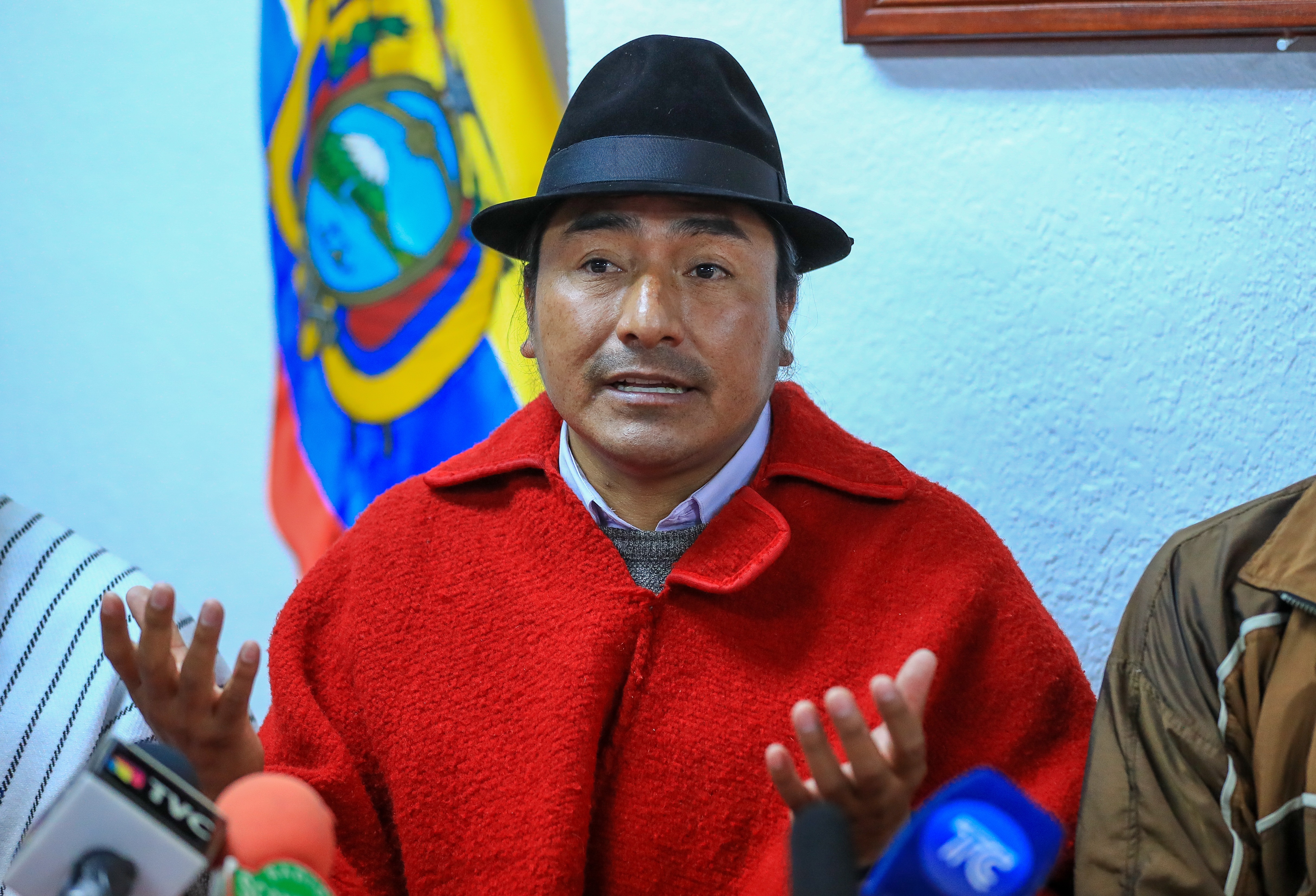 El presidente de la Confederación de Nacionalidades Indígenas de Ecuador (Conaie), Leonidas Iza, en una fotografía de archivo. EFE/José Jácome
