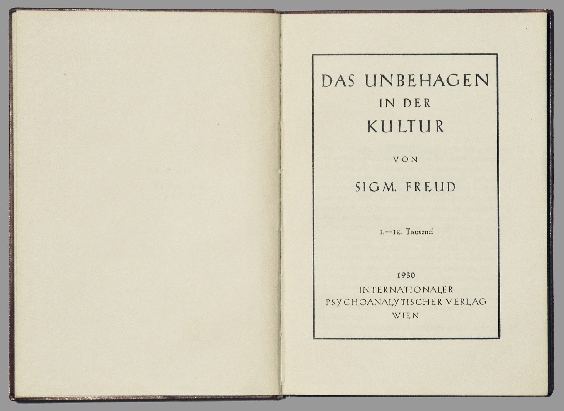 Portada de “El malestar en la cultura” de Sigmund Freud de 1930