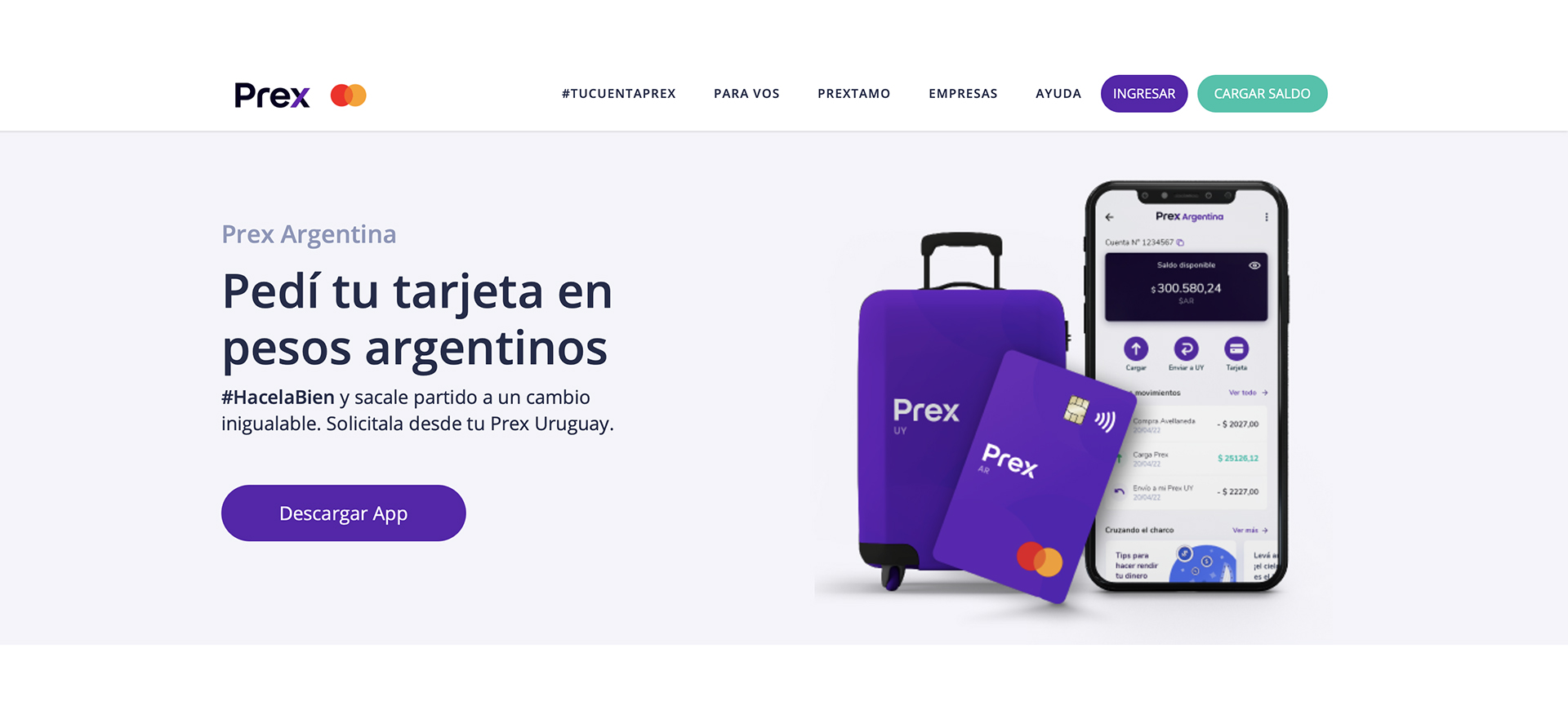 Así promociona Prex en Uruguay su tarjeta prepaga para Argentina
