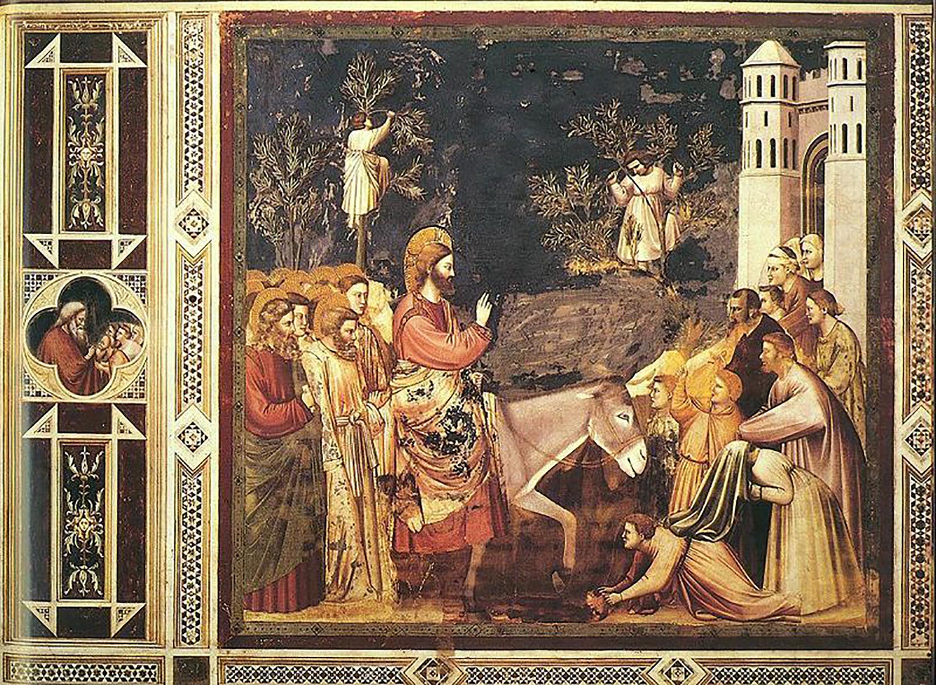 Un fresco de Giotto, hecho en el siglo IV, que retrata el ingreso de Jesús a Jerusalén. El Domingo de Ramos es una de las más importantes fechas de la Liturgia católica