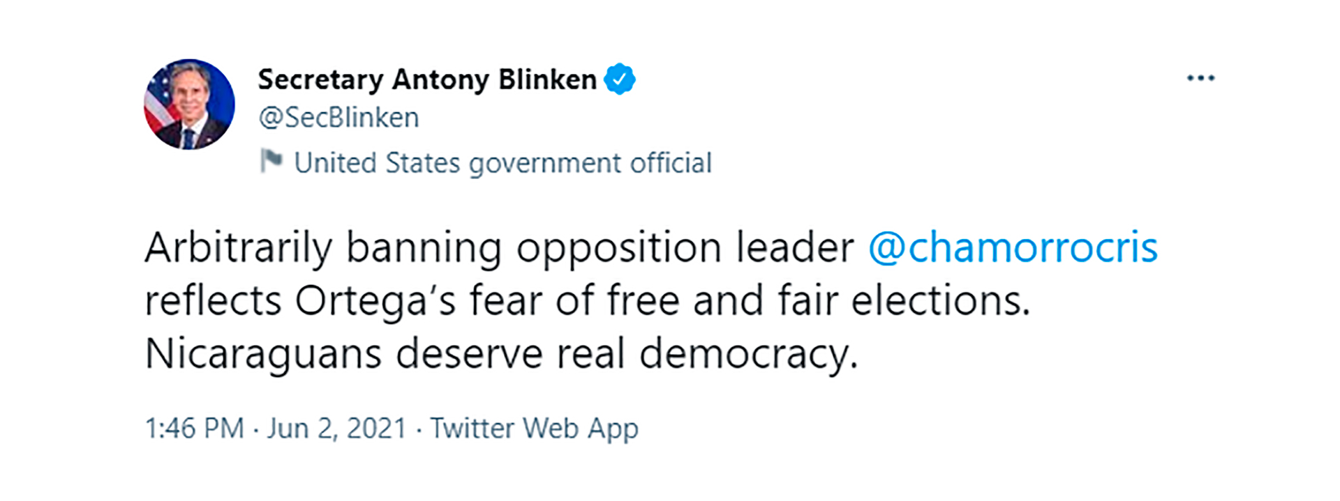 El mensaje de Blinken