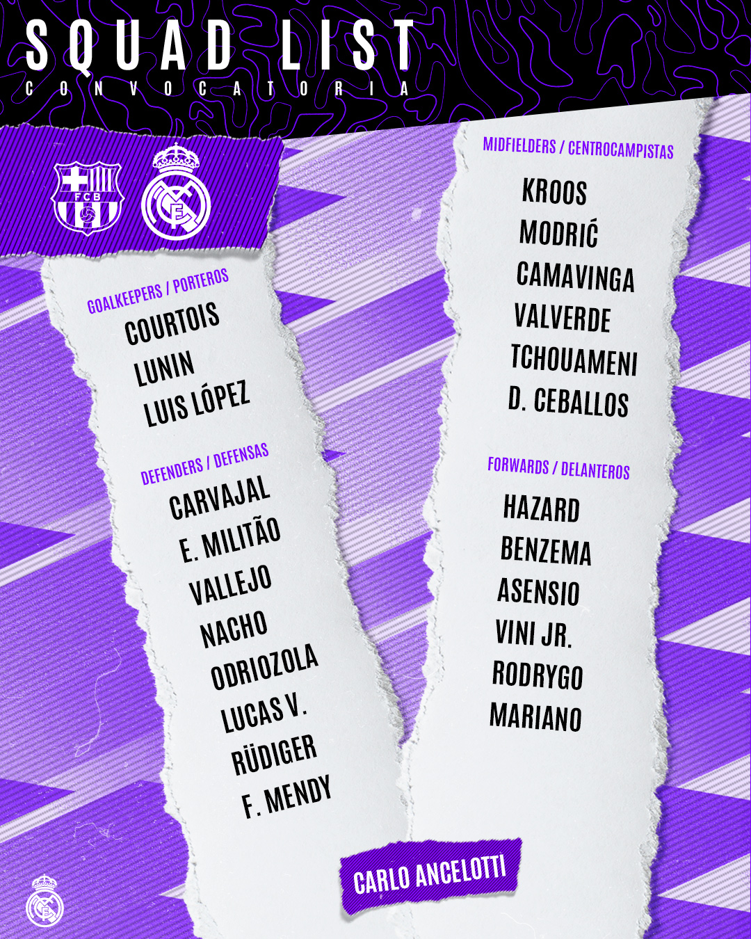 Combocados de Real Madrid for a duel with Barcelona.