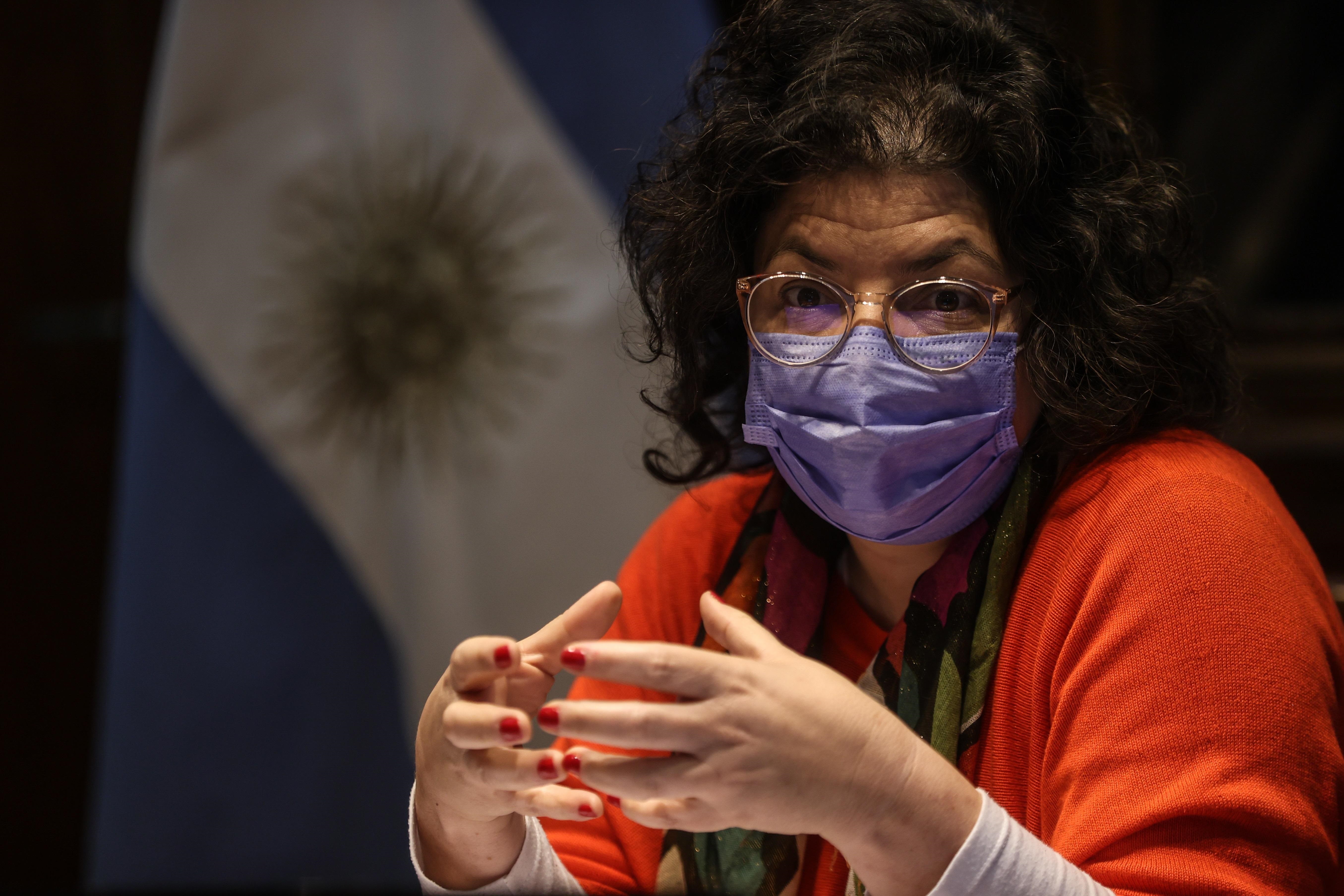 "Por ahora la variante predominante en Argentina es la Manaos”, aseguró la ministra de Salud Carla Vizzotti (Foto/EFE/Juan Ignacio Roncoroni)
