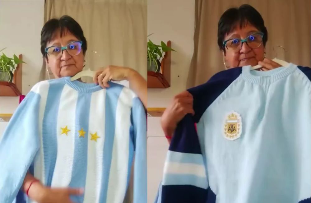 Teji&oacute; buzos de la Selecci&oacute;n para sus siete nietos, se volvi&oacute; viral y ahora tiene pedidos hasta noviembre